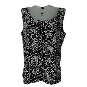 Vintage 90s Dark Floral Tank Top Size M Textured Eyelet Whimsigoth Fairy‎ Grunge